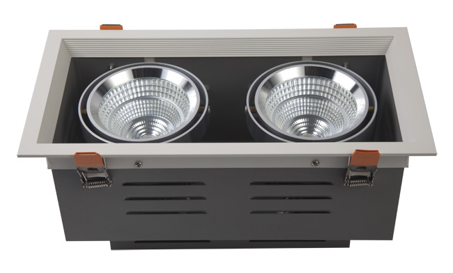 LED豆膽燈 24W 開孔300x140mm LED雙頭格柵射燈 LED豆膽燈 24W 開孔300x140mm LED雙頭格柵射燈