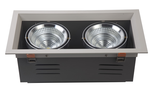 LED豆膽燈 40W 開孔350x165mm  LED COB雙頭格柵射燈 LED豆膽燈 40W 開孔350x165mm  LED COB雙頭格柵射燈